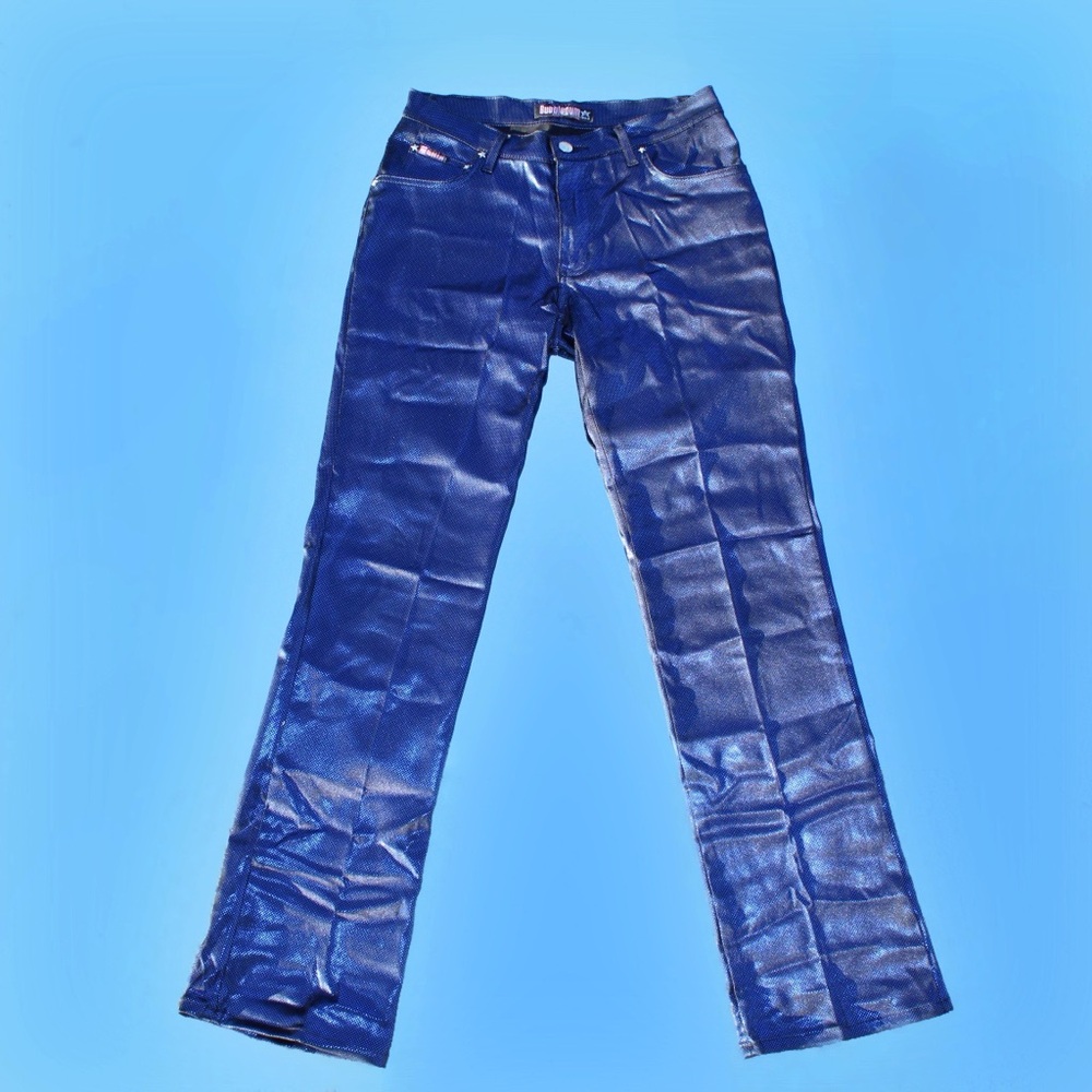 Y2K Popstar Vintage Blue Shimmery Low Rise Flare Pants . Xtina Britney Vibes